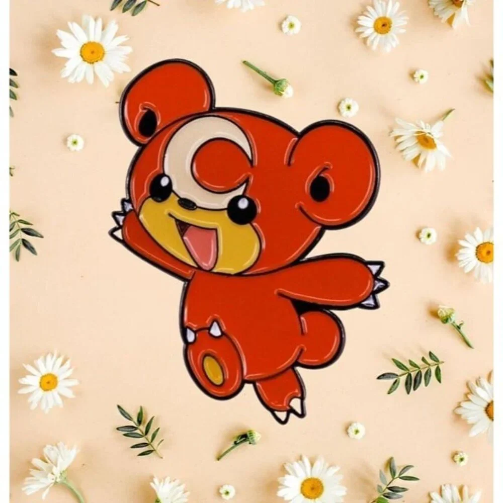 Teddiursa Brooch Enamel Pin - Adorable Pokémon Collectible - Picture 2 of 5